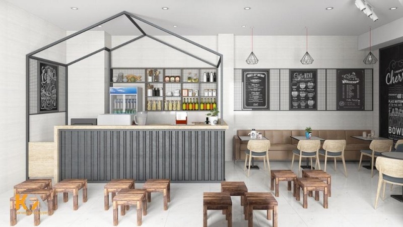 Thiết kế nội thất quán cafe nhỏ hẹp